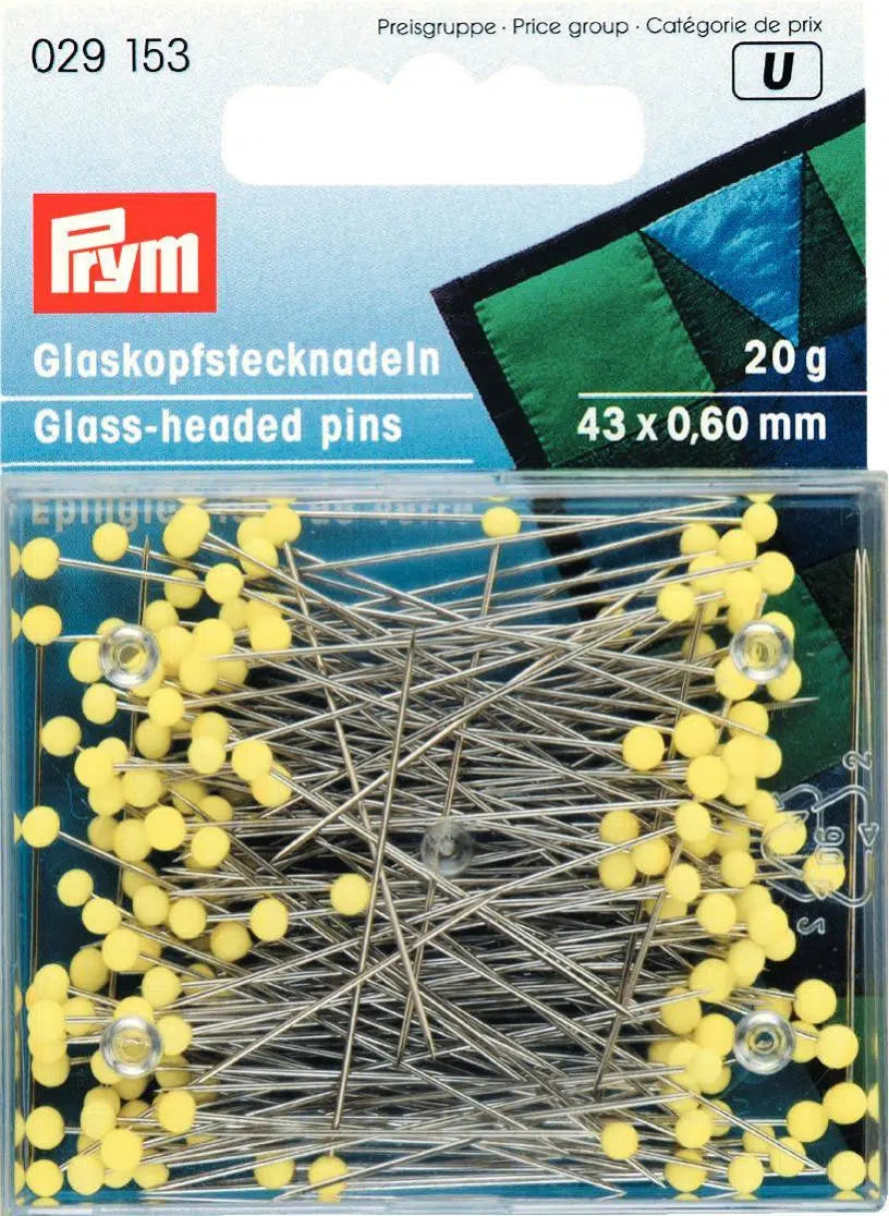 P029153 Glass-headed Pins No.1 extra long yellow 0.60 x 30mm