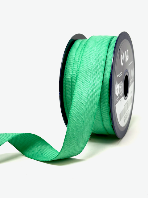 Cotton herringbone webbing 25 mm Green