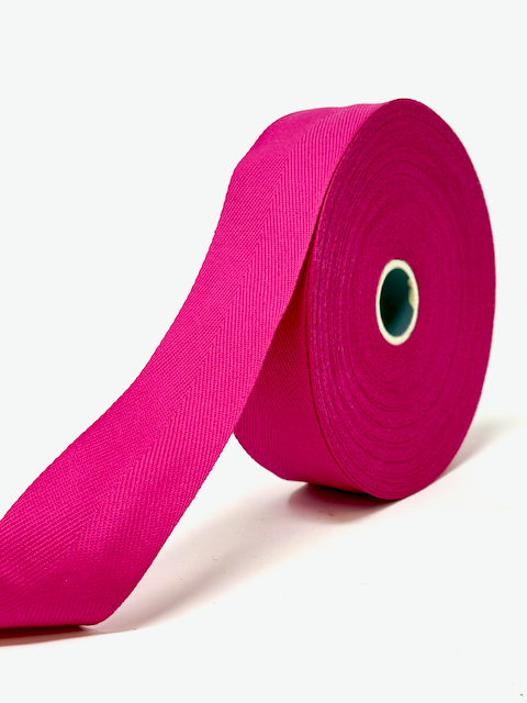 Cotton herringbone webbing 40 mm. Fuchsia