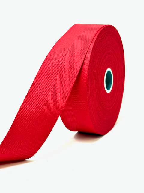 Cotton herringbone webbing 40 mm. Red