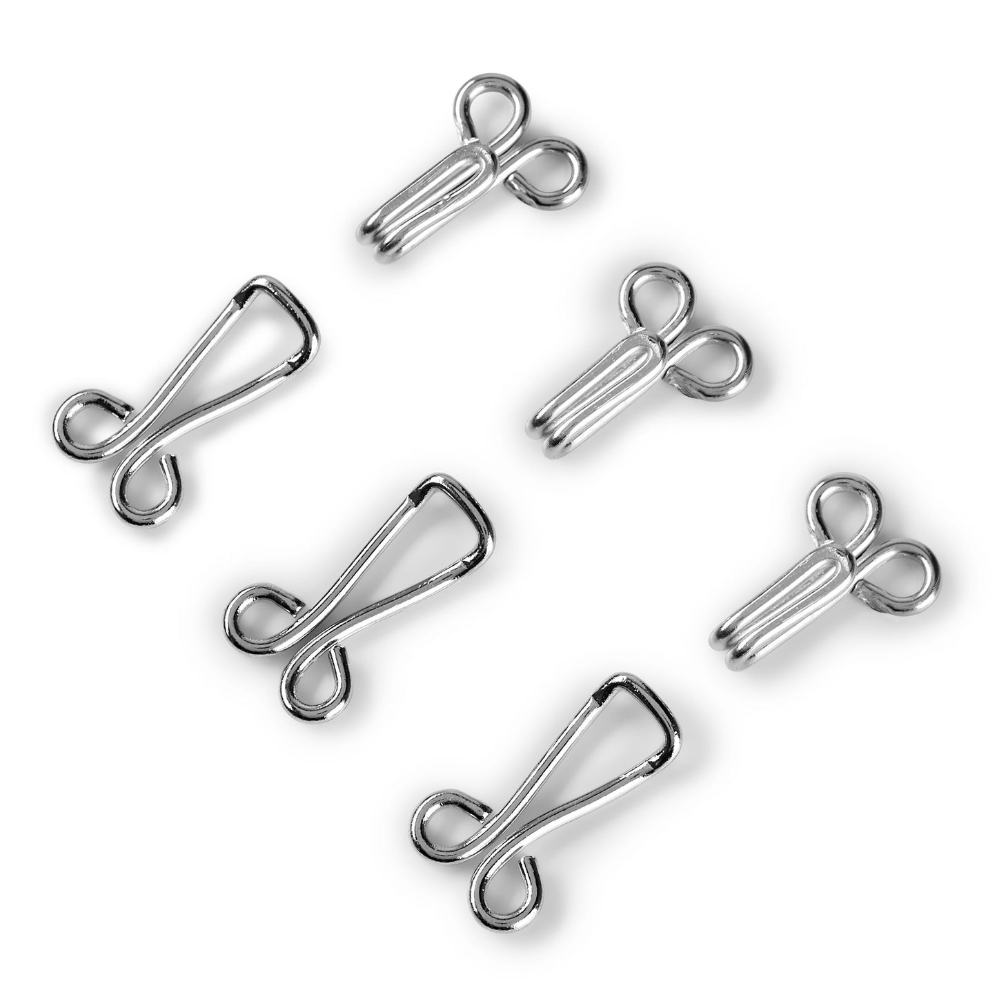 Prym - Hooks and Eyes for Jerkins mild steel 9 silver x 12pc