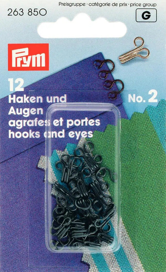 P263850 - Hooks and Eyes brass 1 black x 12p
