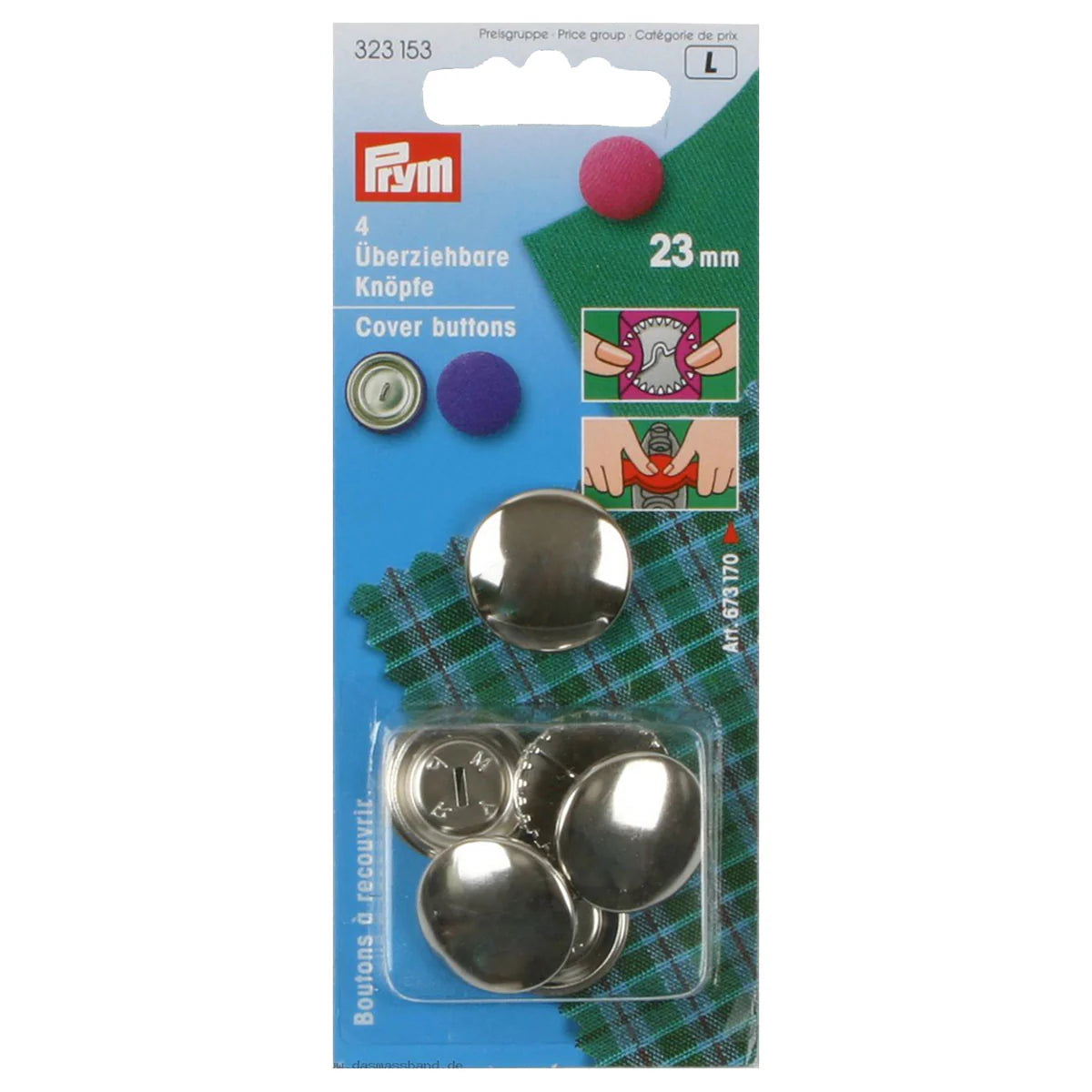 P323153 Cover buttons brass silver 23mm