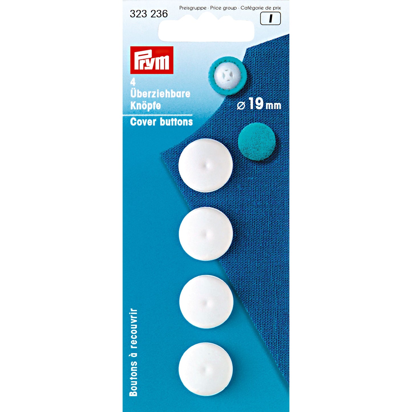 P323236 - Cover Buttons plastic white 19mm