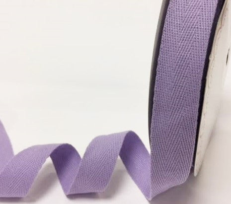 Cotton herringbone webbing 25 mm Lilac