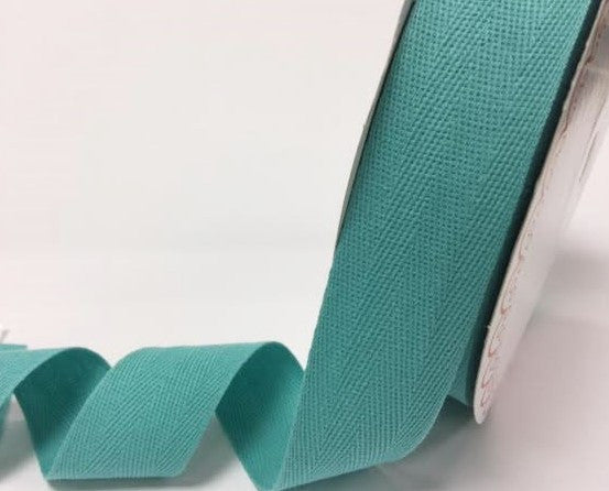 Cotton herringbone webbing 40 mm aqua