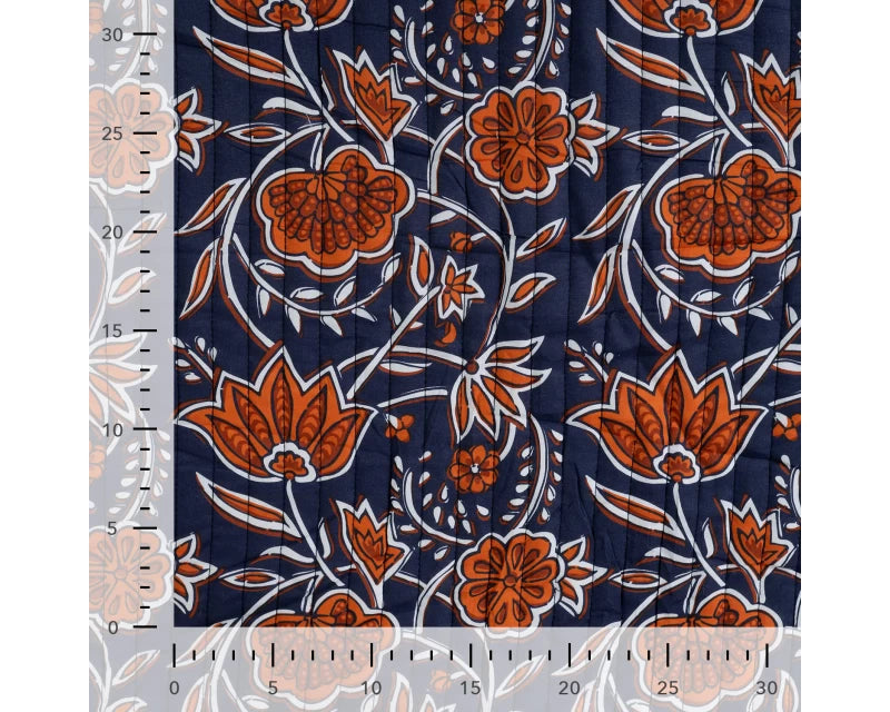 Quilted Floral reversible - Blue/orange