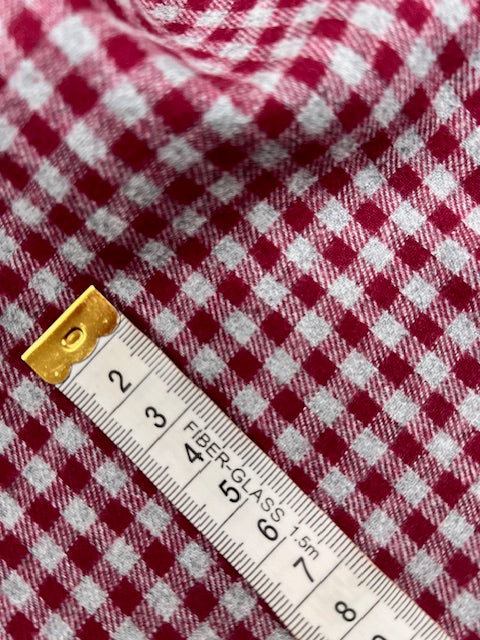 Brick Red And Grey Small Check Brushed Flannel From Glenrock By Modelo Fabrics