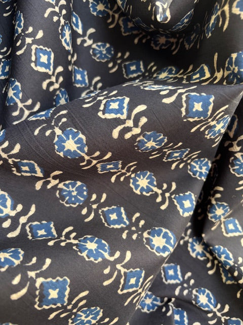Indigo Abstract Indian Block Print In Cotton