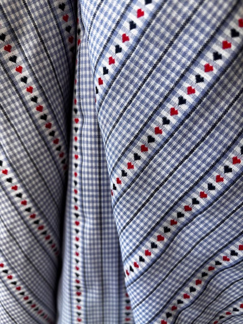 COTTON JACQUARD HEARTS - LIGHT BLUE