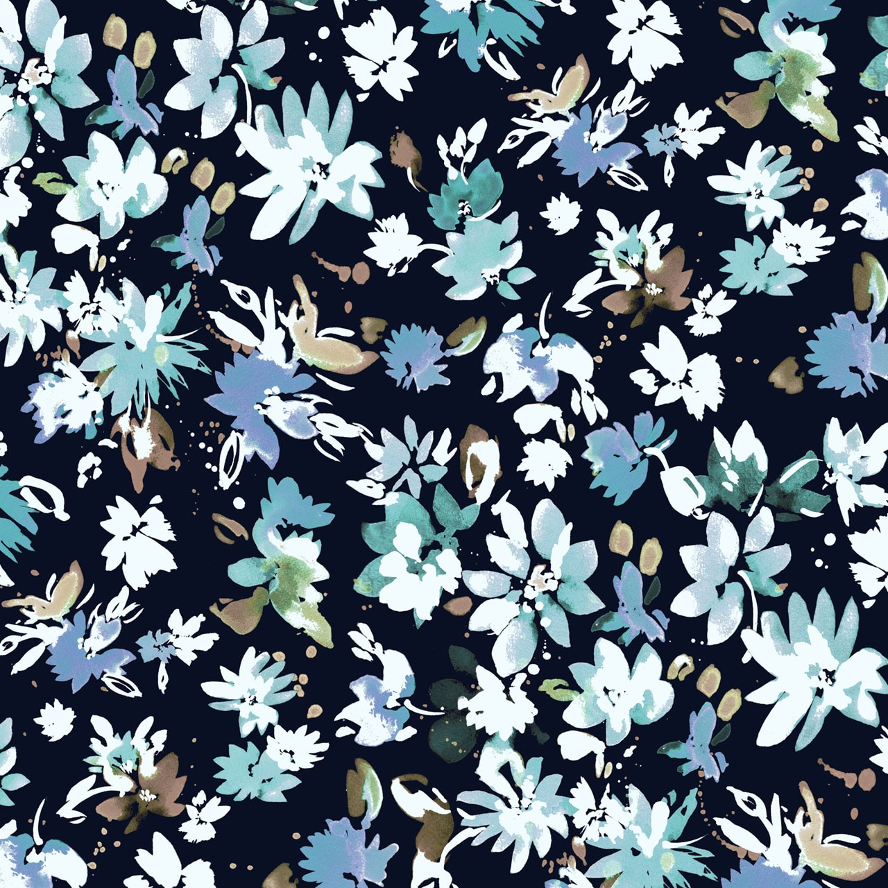 Flourish Cotton Lawn - navy