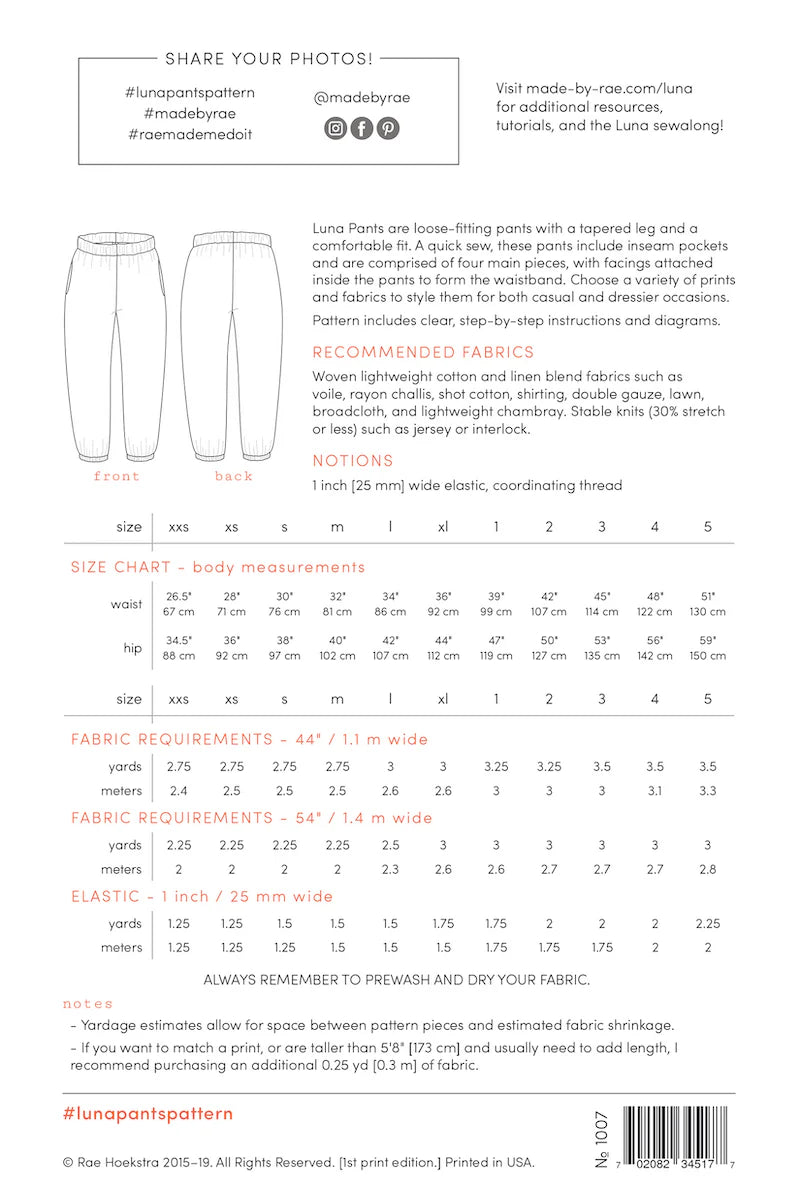 Luna Pants Pattern by Made by Rae