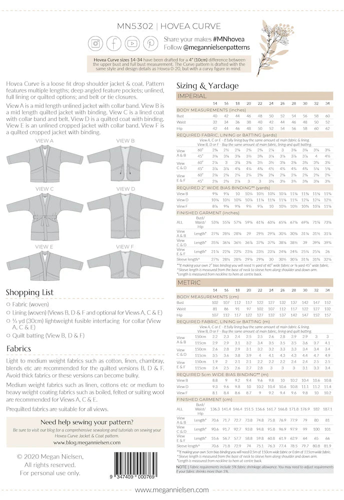 Hovea - Megan Nielson Curve sizes 14-34