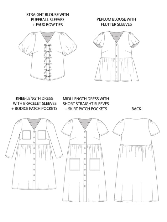 Tilly and The Buttons Paper Pattern - Nell Blouse and Dress