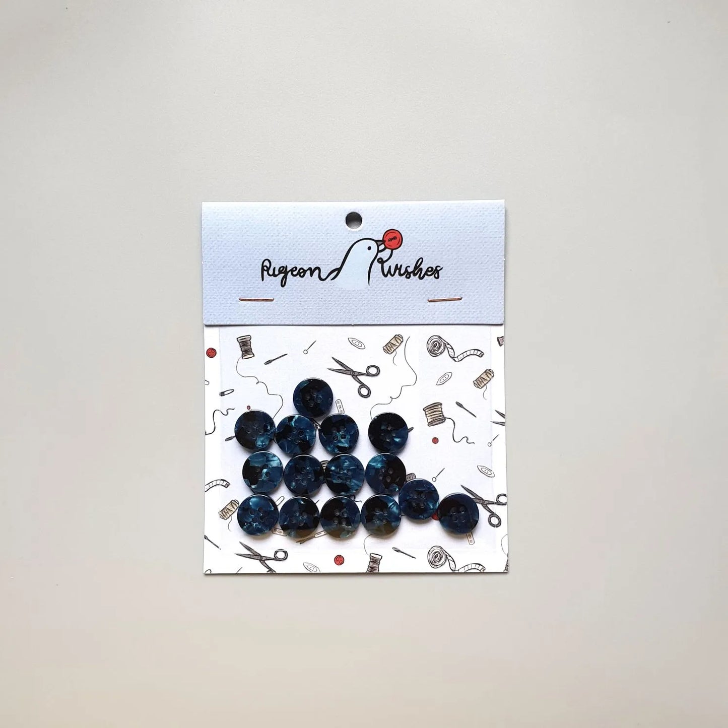 Pigeon Wishes Buttons - Nightshade button set (15mm shirting size)
