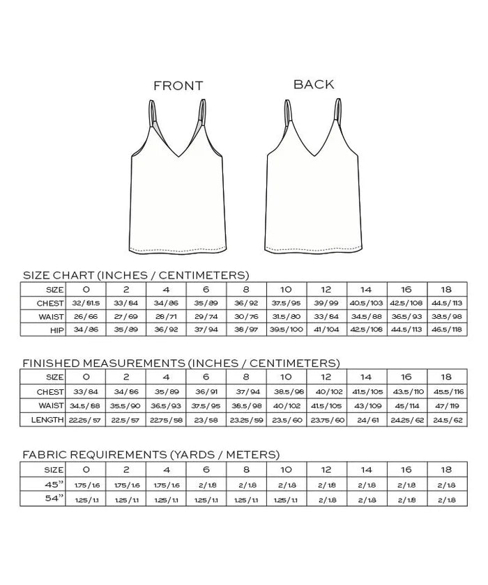 Ogden Cami sizes 0-18 True Bias