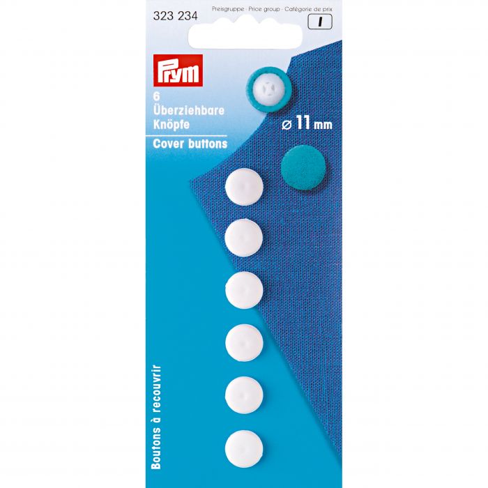 Prym - Cover Buttons plastic white 11mm