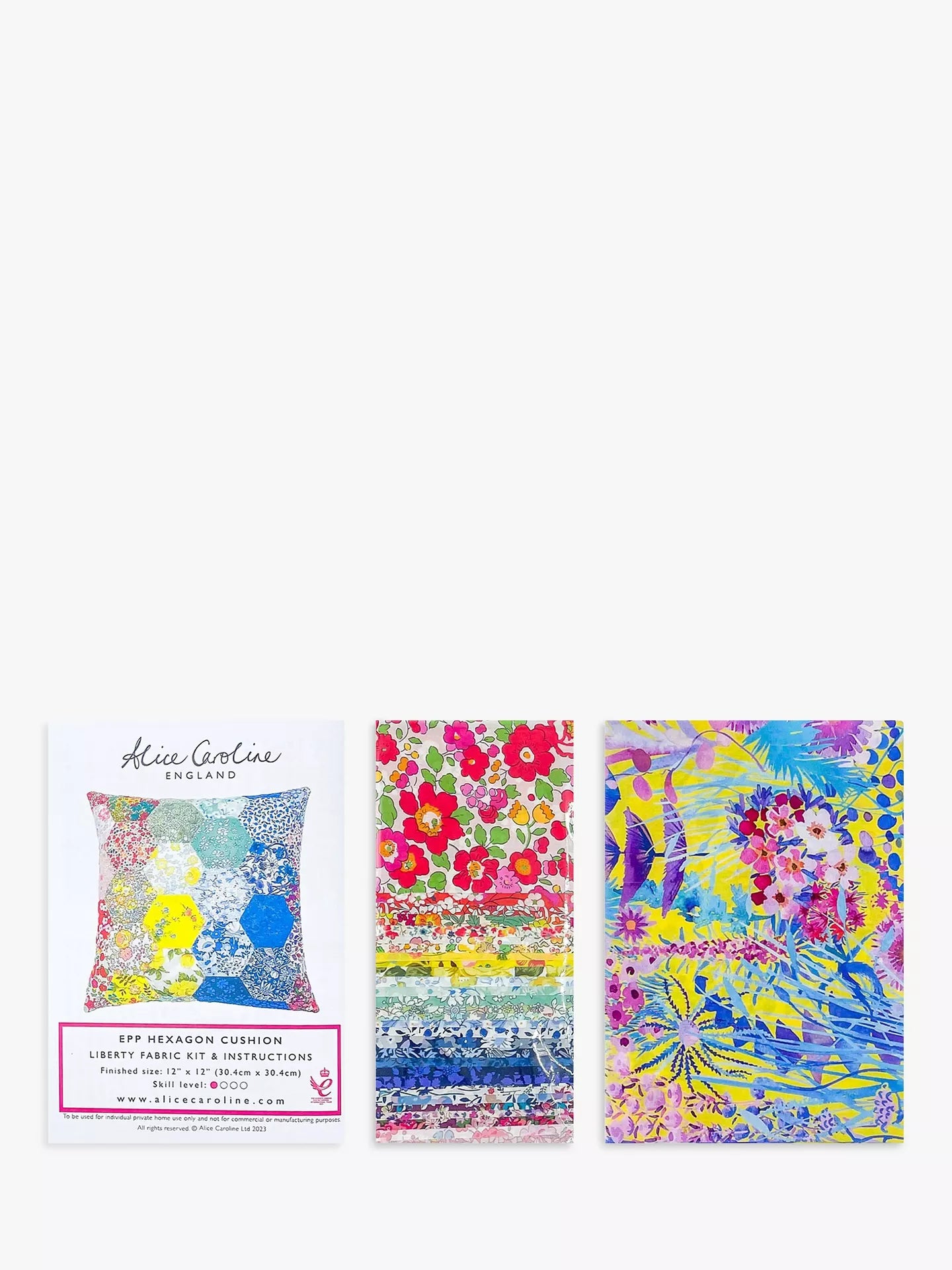 Alice Caroline - Liberty Tana Lawn Fabric Rainbow EPP Hexagon Cushion Kit