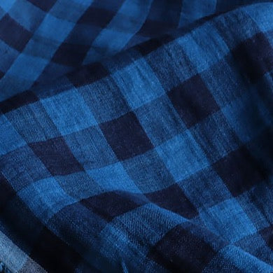 Washed Yarn dyed Linen Checker Board - Blue Navy