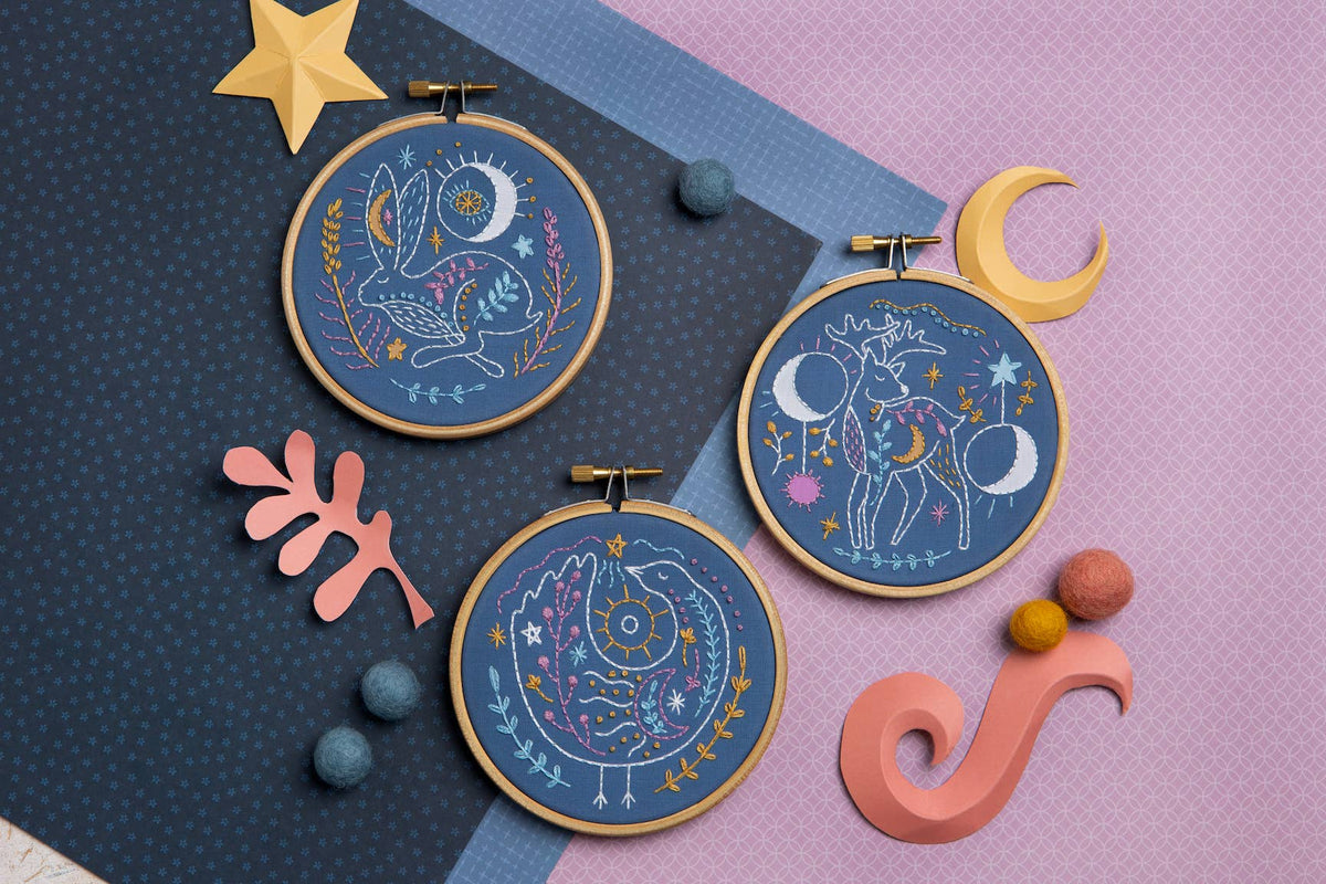 Celestial Hare Mini Embroidery Kit | Craft Kit for Beginners