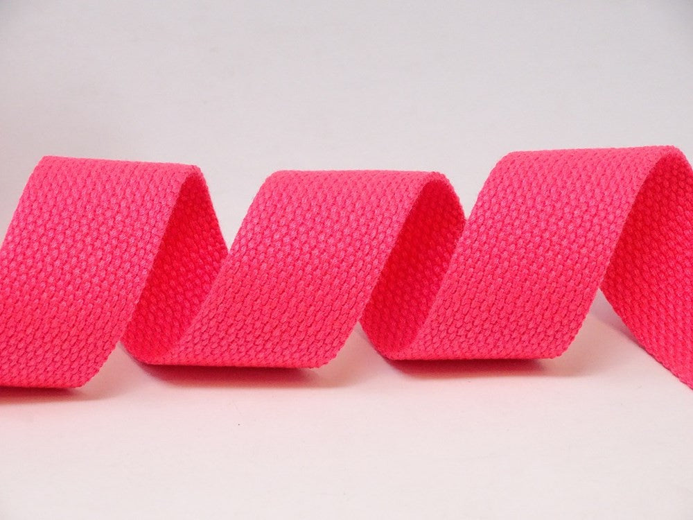 Neon Pink Cotton Blend Heavy Weight Webbing 30mm