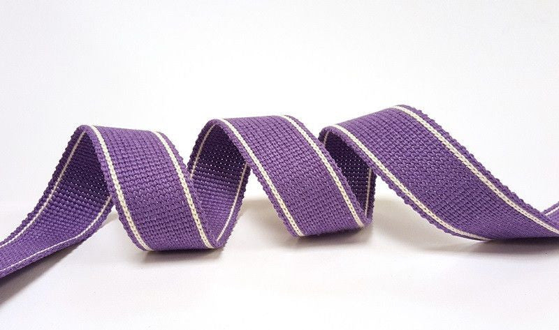 Purple/white Cotton Blend Heavy Weight Webbing 34mm