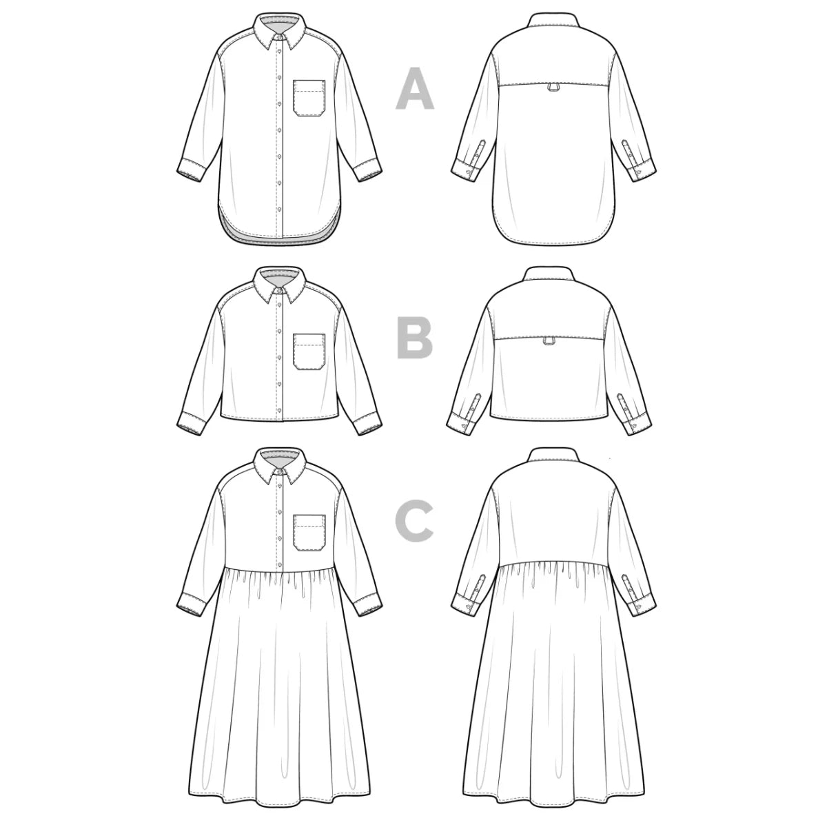 Jenna Button-Up Shirt And Dress By Closet Core Patterns