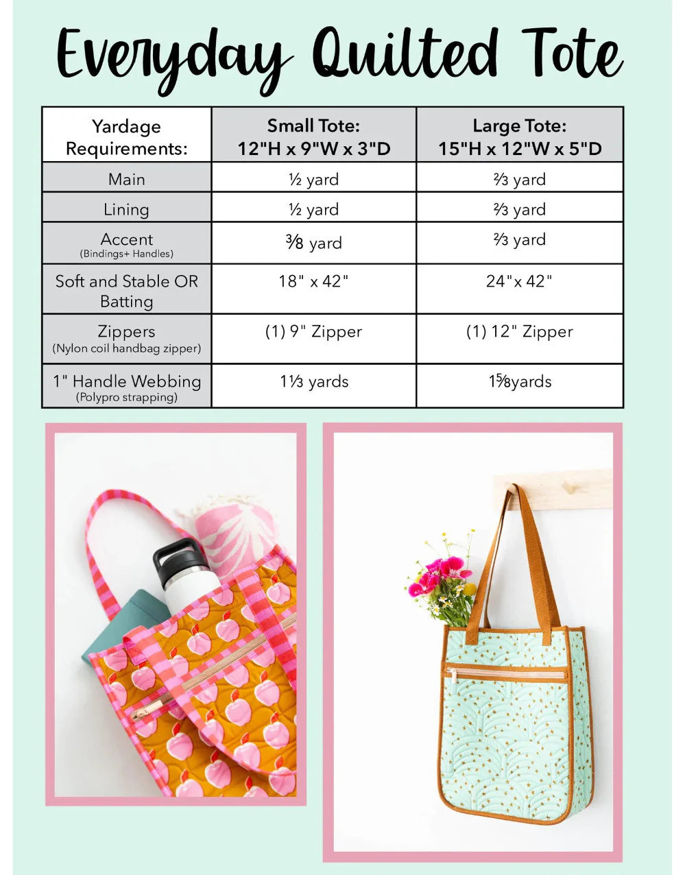 Everyday Quilted Tote Bag Pattern By Knot And Thread
