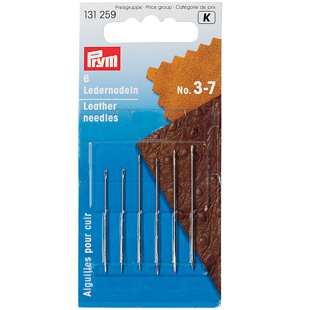 Prym - Leather needle/triangular point No.3-7 silver assorted x 6pc