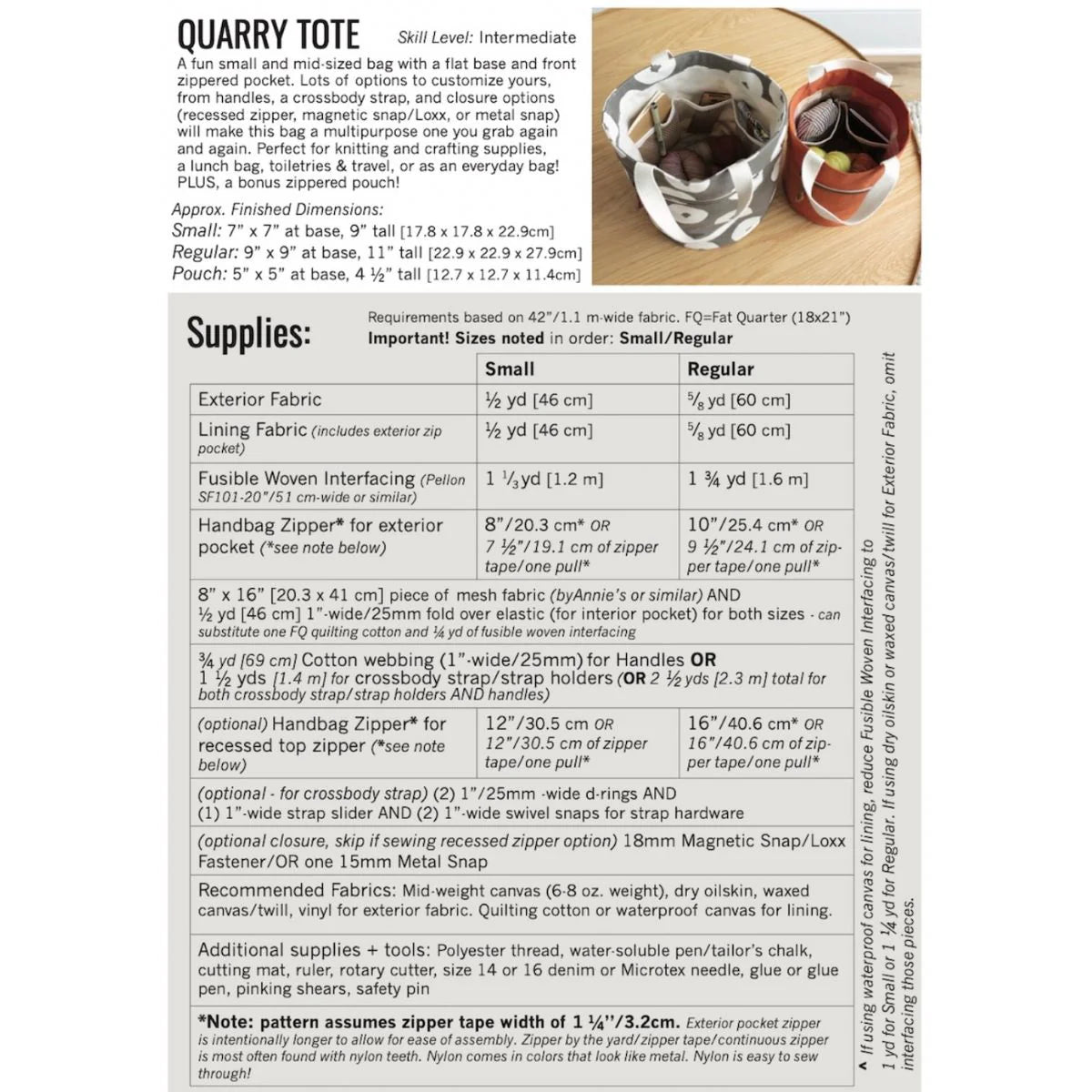 Noodlehead Quarry Tote Sewing Pattern