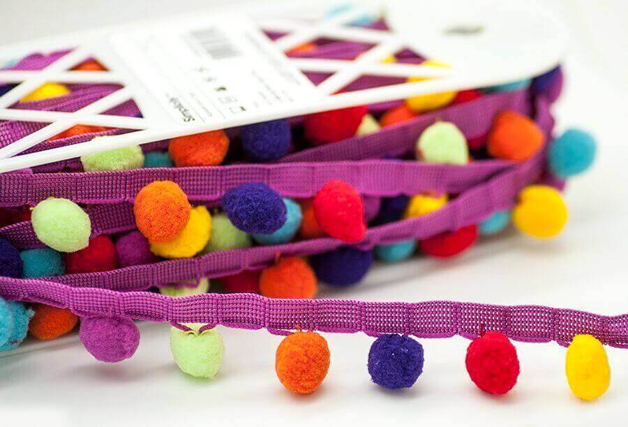 Jumbo Rainbow Pom-Pom Fringe 29mm