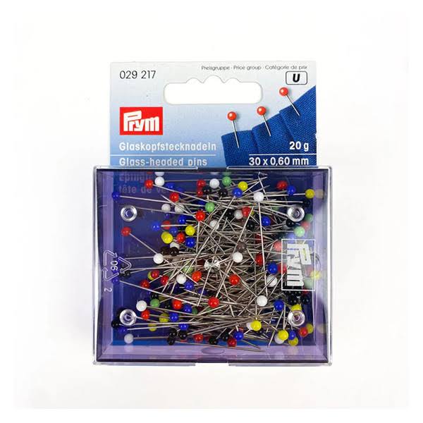 P029217 Prym Glass headed pin No.9 assorted 0.60 x 30mm