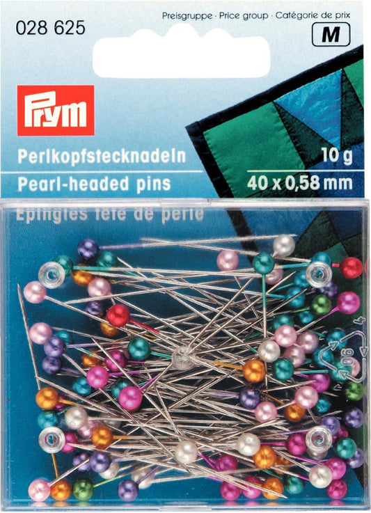 P028625 Pearl-headed pins assorted col 0.58 x 40 mm