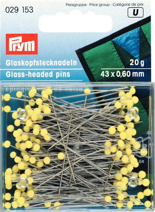 P029153 Glass-headed Pins No.1 extra long yellow 0.60 x 30mm