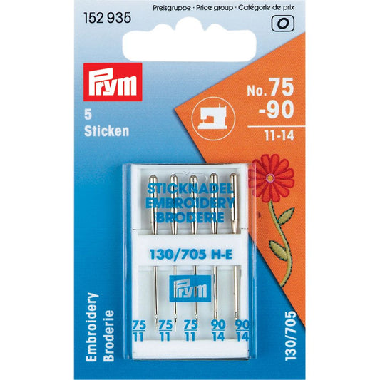 Prym - Sew Machine Needle Sys130/705 Embroidery 75/90 x 5pc