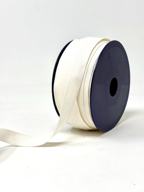 Cotton herringbone webbing 15mm Beige