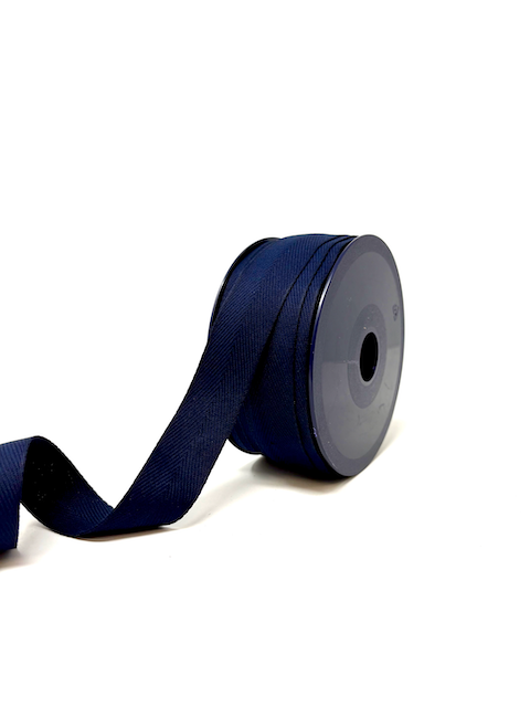 Cotton herringbone webbing 25 mm Navy
