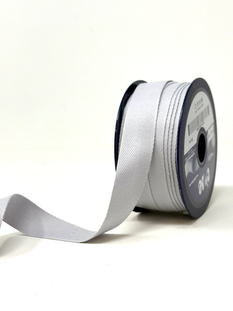 Cotton herringbone webbing 25 mm Light Grey