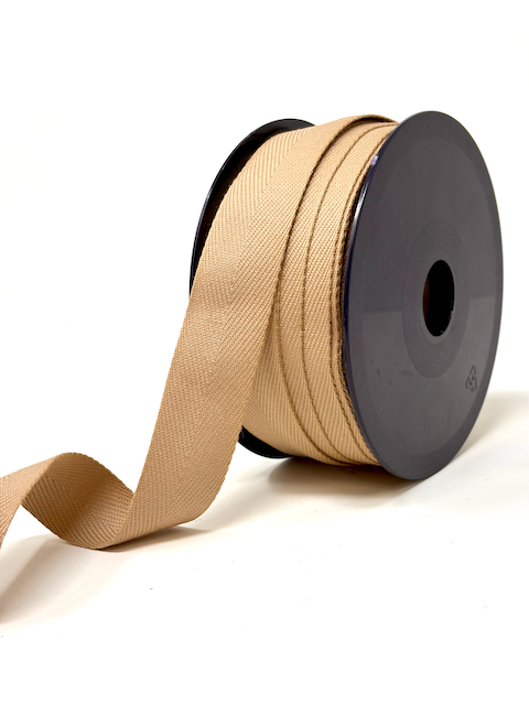 Cotton herringbone webbing 25 mm Dark Beige