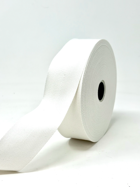 Cotton herringbone webbing 40 mm white