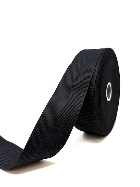 Cotton herringbone webbing 40 mm. Black