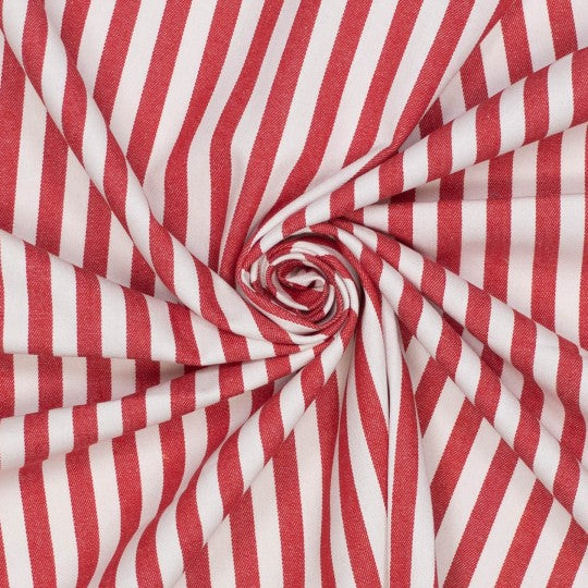 Red 1cm Striped Denim