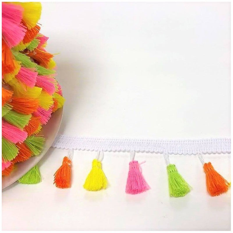 Neon Mix Tassled Fringe 38mm