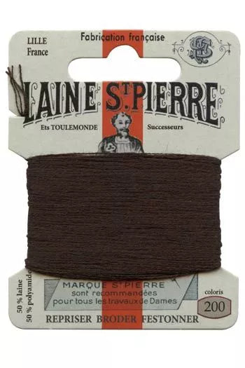 Laine St. Pierre darning wool card no. 200 - dark brown