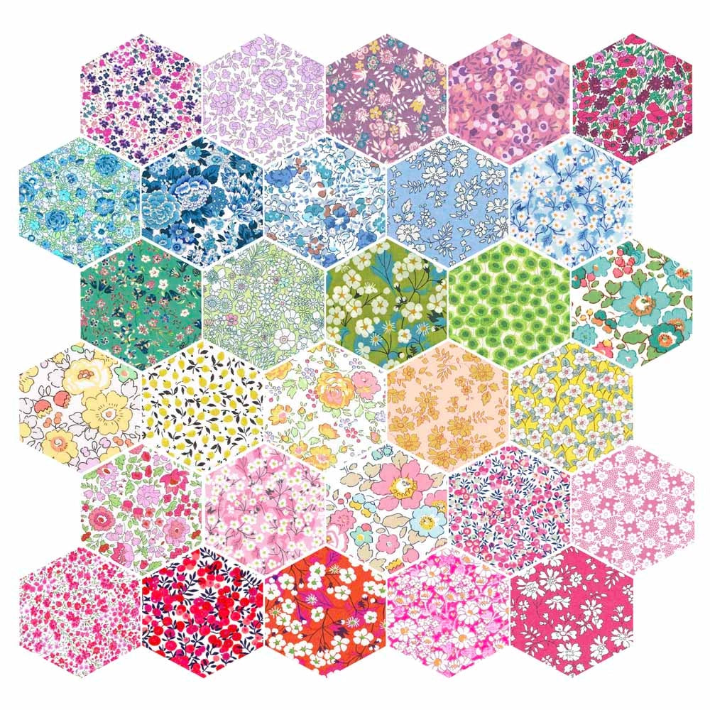 Alice Caroline - Liberty Tana Lawn® Hexagons – Rainbow Pack (30 Pieces, 1¾")