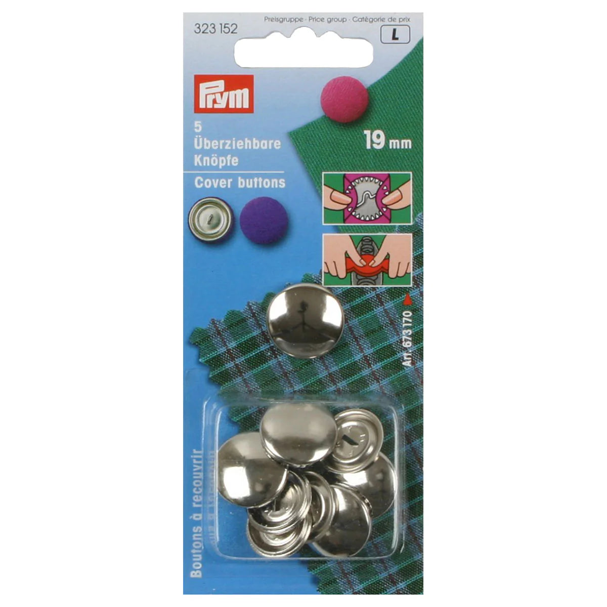 P323152 Cover buttons brass silver 19mm