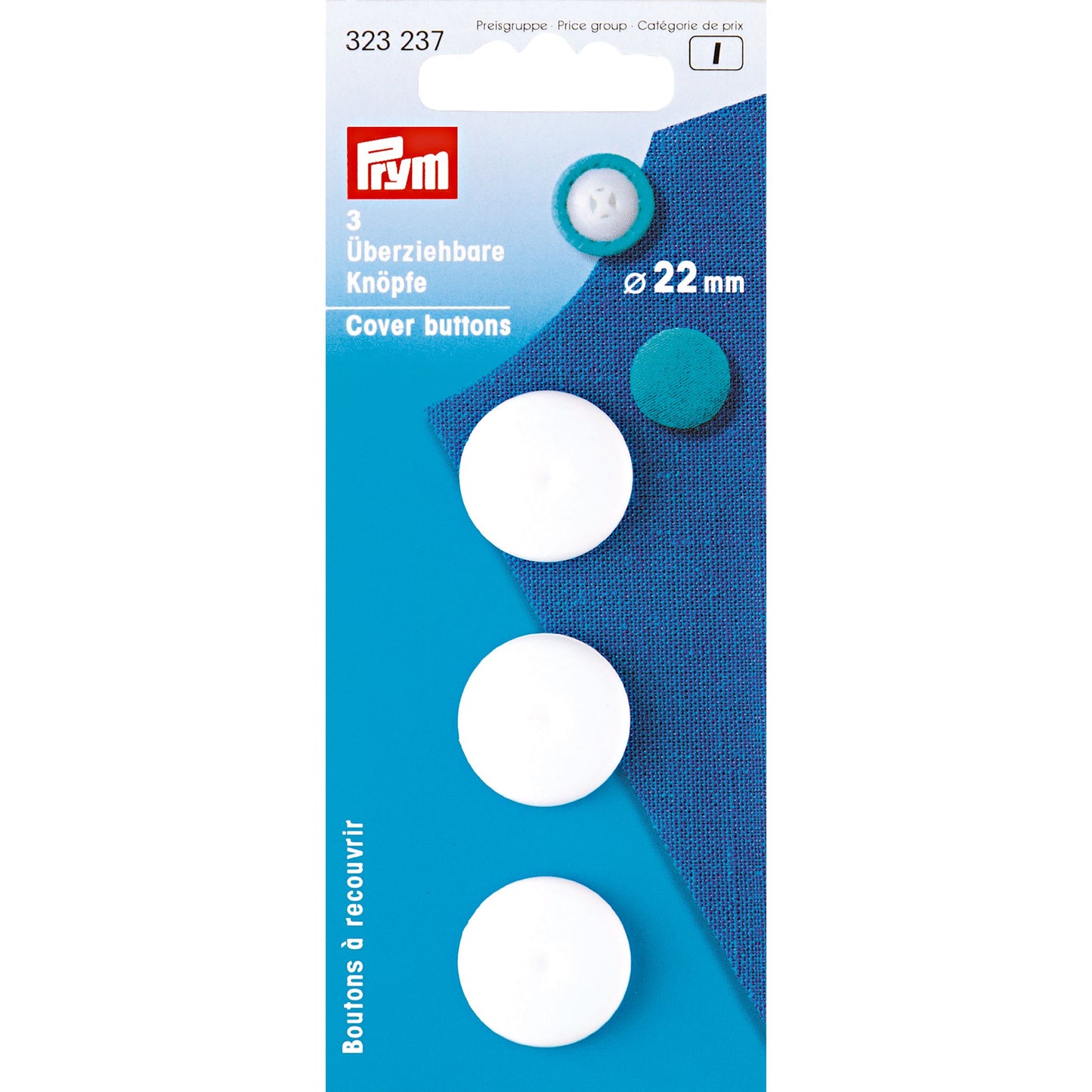 Prym - Cover Buttons plastic white 22mm