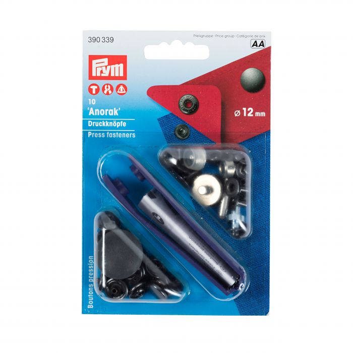 Prym Non-sew Fasteners 12mm Brass Black Oxidized - 10 Pieces