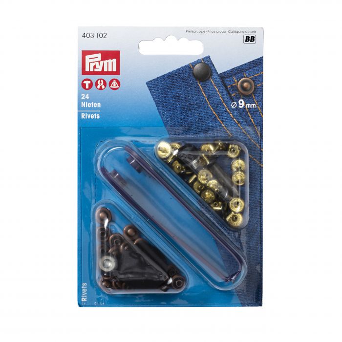 Prym Rivets 9mm Antique Copper/black Oxidized - 24 Pieces P403102
