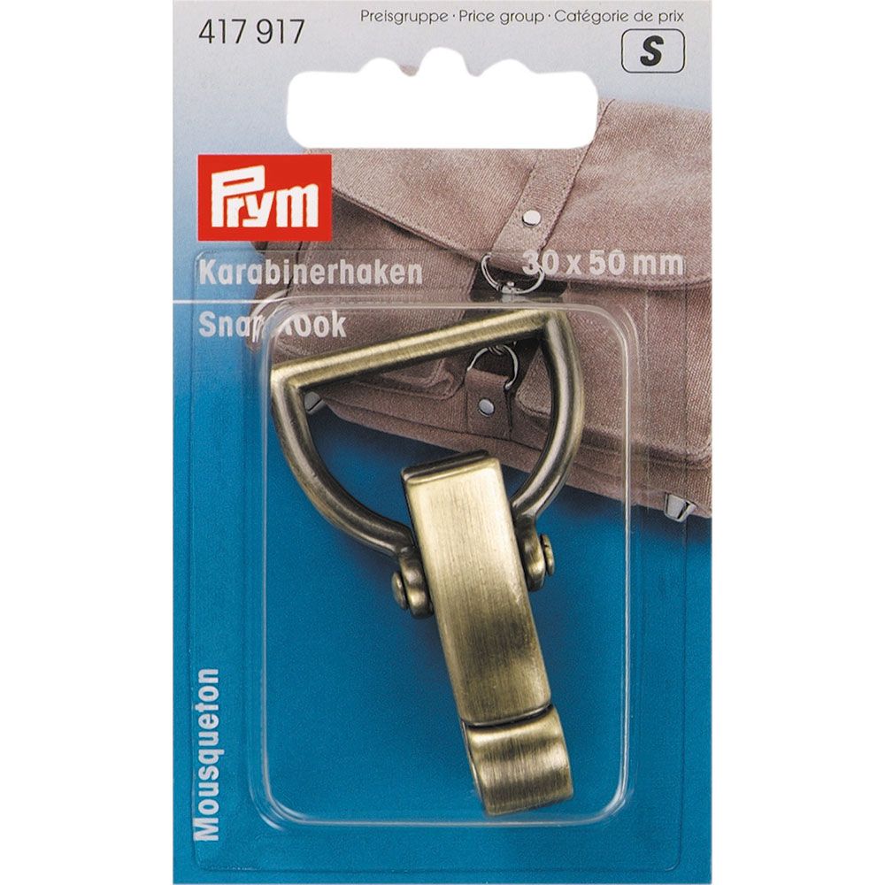 Prym Snap Hook 30 X 50mm Antique Brass Brushed BAGP417917